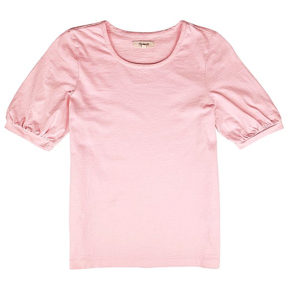 Madewell Dreamy Pink Puff Sleeve Cotton Knit Tee - Picture 5 of 10